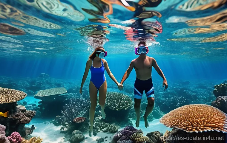 워터스포츠 체험 데이트 - **Prompt:** "A couple in their mid-thirties, embarking on a kayaking adventure through a serene, win...