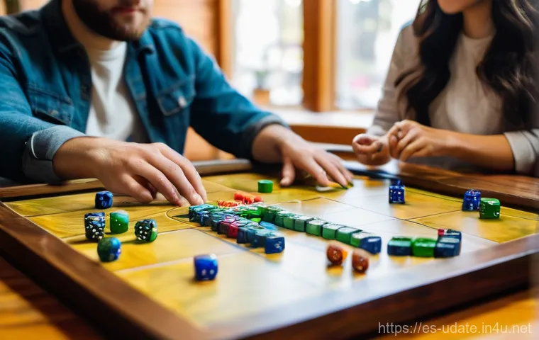 보드게임 카페 챌린지 - **Prompt:** A cozy, bustling board game cafe with warm, inviting lighting. Diverse groups of young a...